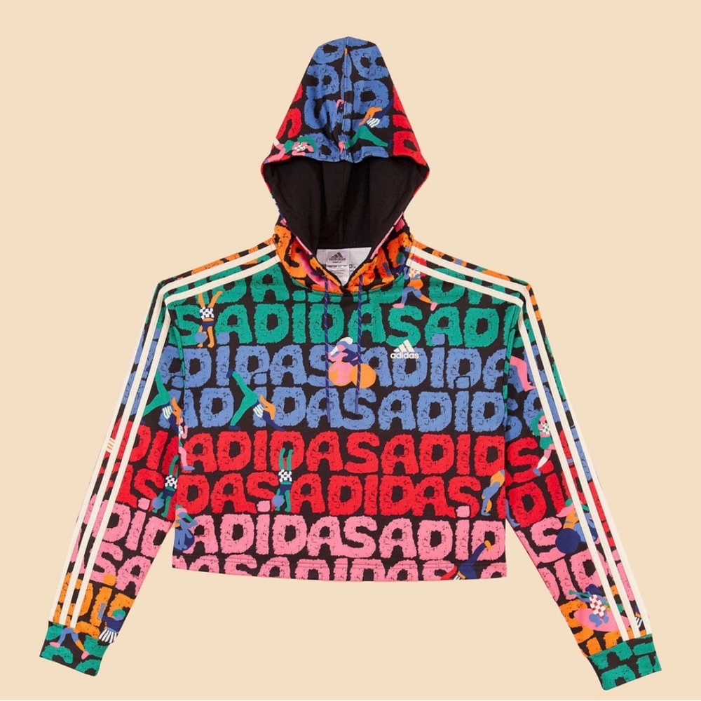 ADIDAS × FARM RIO Hoodie
3-Stripes Loose Cropped Colorful
EUC! Medium